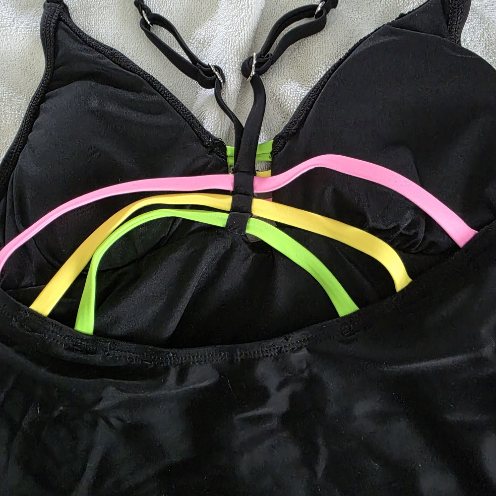 Cupshe Black Bikini with Neon Straps - Picture 5 of 7